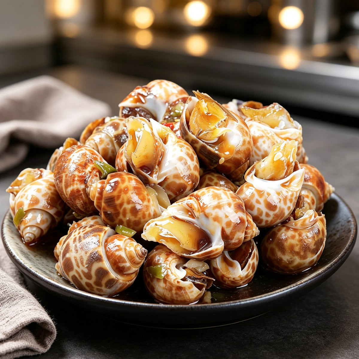 Fresh Spotted Sea Snails in Shell