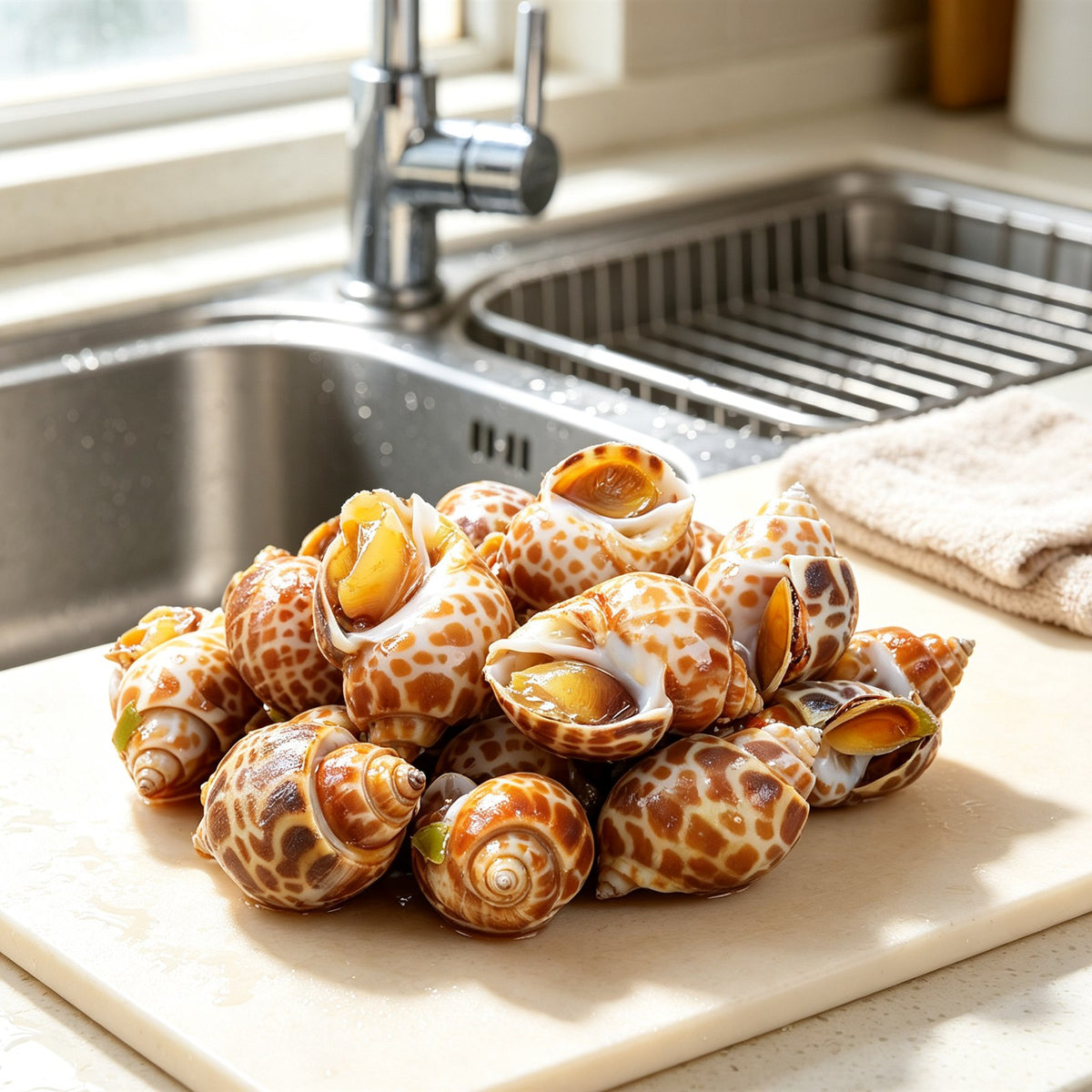Fresh Spotted Sea Snails in Shell